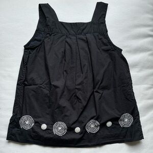 Bonpoint Black Sleeveless Blouse with White embroidery 10yo